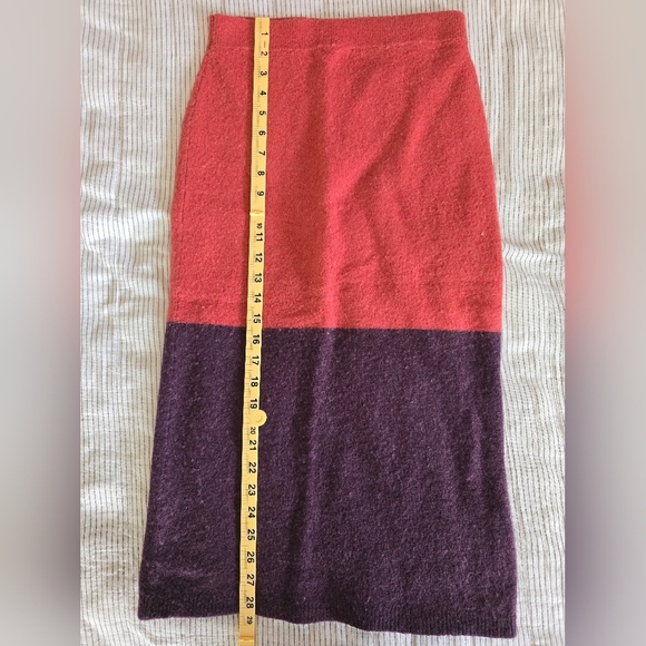 Free People Merino Wool/Alpaca Midi Pencil Skirt Size XS Colorblock Red/Purple - Picture 3 of 7